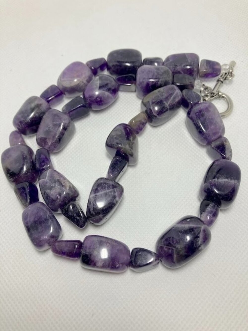 Polished Amethyst Necklace Nugget Beads Purple Gemstones February Gift